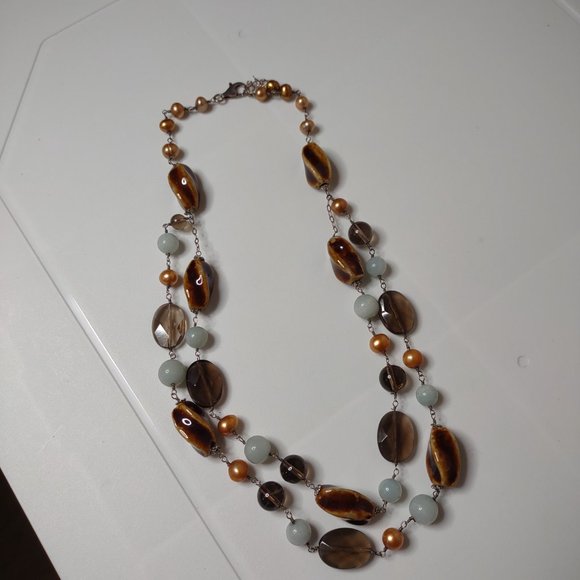Multicolor Glass And Ceramic Bead Necklace - Picture 2 of 12
